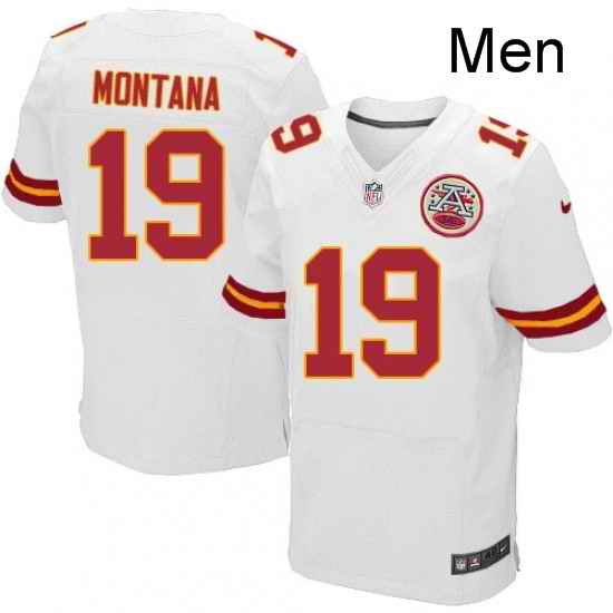 Men Nike Kansas City Chiefs 19 Joe Montana White Vapor Untouchable Elite Player NFL Jersey